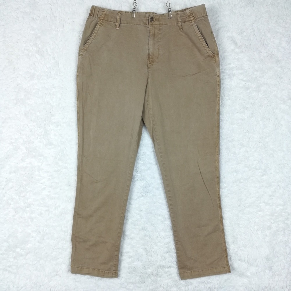 Old Navy Womens Pants Easy Chino Beige High Rise Elastic Waistband L